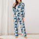 thumbnail image 2 of Balery Blue Excavator Conjunto de Pijama con Estampado para Mujer, Conjunto de Dos Piezas con Manga Larga, Ropa de Dormir Suave con Bolsillos, Pijamas Cómodos-Large, 2 of 7