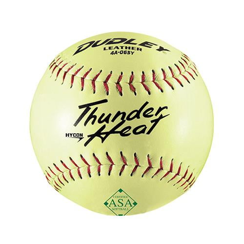SPALDING SPORTS DIV RUSSELL Dudley Softball, Slow Pitch, Yellow Leather, 12-In. 4A-065YP