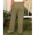 thumbnail image 5 of CASSIE LIZ Pants Plus Size Womens Green Lounge Yoga Pants Knit Palazzo Summer Athletic Pants Casual Workout Wide Leg Pants Fashion Loose Fit Drawstring Exercise Pants with Pocket XL 14W 16W, 5 of 7