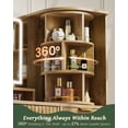 thumbnail image 2 of BrooveWave 47.3in Women Makeup Vanity Desk with Mirror and LED Light and 360° Rotating Storage Shelf,Fluted Wood Vanities with Power Outlet & Dryer HolderTable, 2 of 8