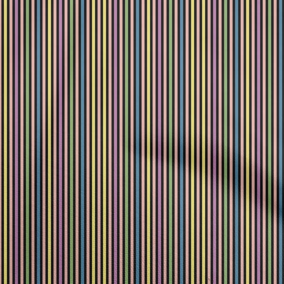 oneOone Polyester Spandex Black Fabric Stripes Fabric For Sewing Printed Craft Fabric By The Yard 56 Inch Wide