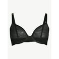Joyspun Women's Full Coverage Sheer Mesh Unlined Bra, Sizes 34C to 42DD