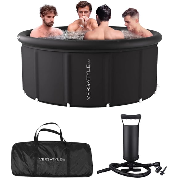 Ice Bath Tub XXL 312 Gal Portable & Inflatable Outdoor Group Pod XL Cold Plunge Tub for Athletes Recovery with Protective Cover, Manual Pump & Repair Patch for Versatile XXXL Cold Water Cryo Therapy