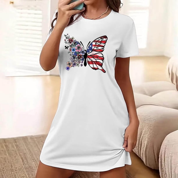 Camisón corto de talla grande para mujer, camisón de manga corta con estampado de pecho a la moda, camisón para mujer