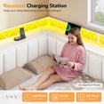 thumbnail image 4 of Corner Bed Frame Twin Size with 6 Storage Drawers, Charging Station & RGB Led Lights, Metal Daybed with Upholstered Guardrail and Storage Shelves, Twin Platform Bed Frame for Teens/Adult, White, 4 of 9