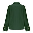 thumbnail image 5 of Fiaer Work Jackets for Women Double Breasted Plus Size Shirts Long Sleeve V Neck Lapel Collared Trendy Solid Tops with Pocket Dark Green XL, 5 of 6