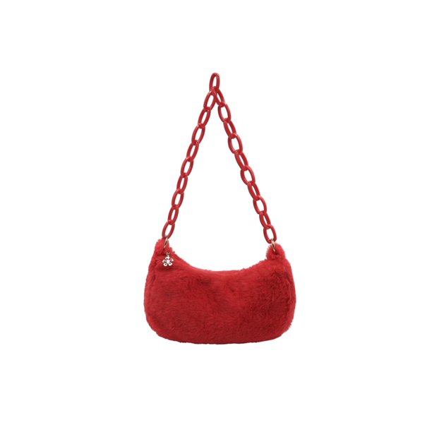Bolsa retro para axilas de felpa con cadena acrílica para mujer, pequeños informales (rojo) Ehuebsd Para Estrenar