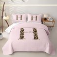 thumbnail image 2 of meiyoeat Pink Print Alphabet Quilt Full,Cheetah Bow Tie Initial Design Full Bedspread Sets For Girl,3 Pieces, 2 of 7