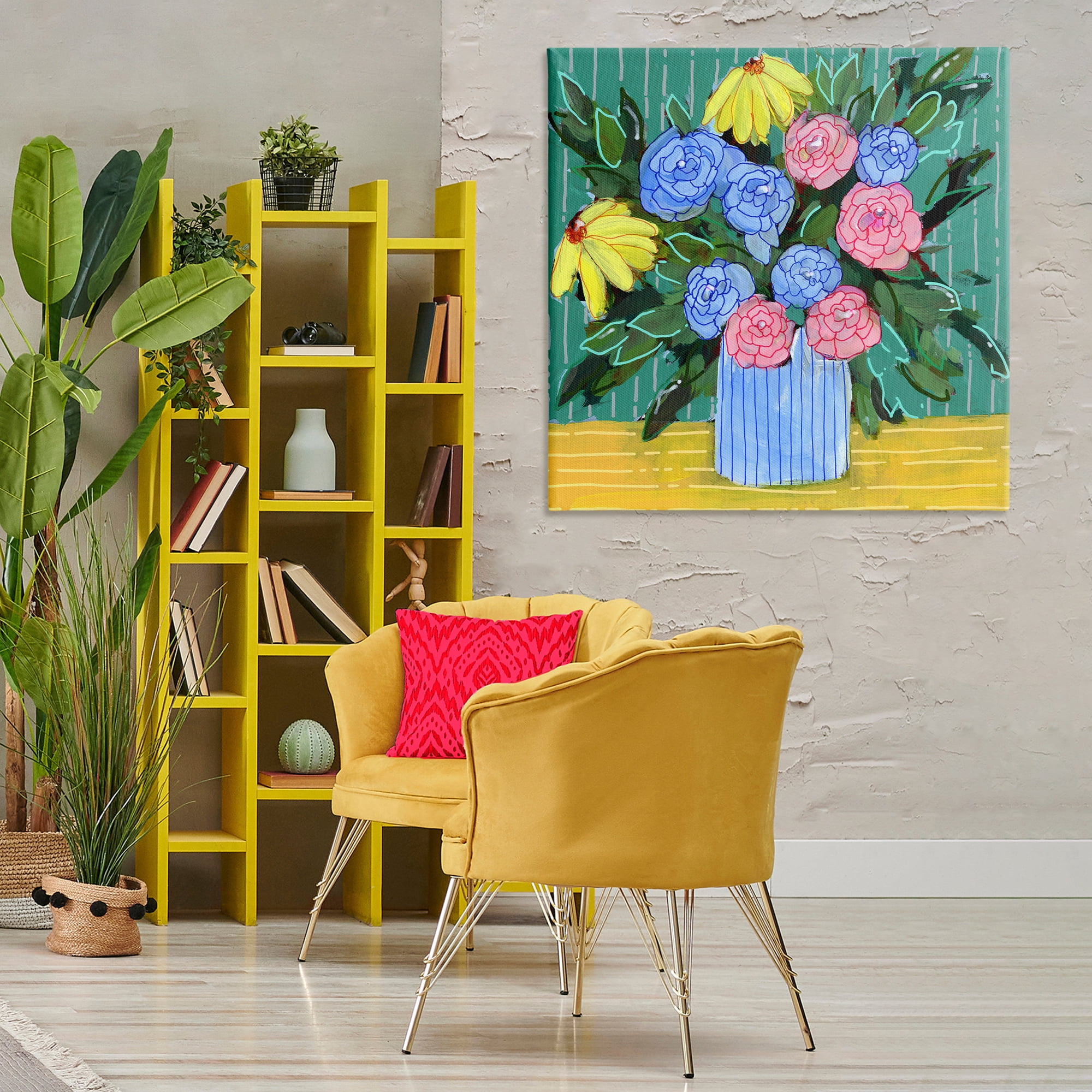 Stupell Industries Modern Style Blooms Plants & Flowers Painting Wrapped Canvas Art Print Wall Art, 36 x 36
