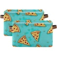 thumbnail image 2 of Cartoon Pizza Storage Basket with Handles Collapsible Storage Bins Canvas Fabric Storage Organizer for Shelves Closet Bedroom Living Room 1Pack Decor Gifts, 2 of 7