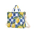 thumbnail image 7 of FORMRS Womens Corduroy Tote Bag Crossbody Shoulder Handbag with Pocket, Lemon Checkered, 7 of 7