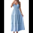 thumbnail image 2 of Vestido de Verano Sin Mangas con Cuello Halter para Mujer, Estilo Bohemio, Informal, con Espalda Descubierta y Fluido Azul M, 2 of 8