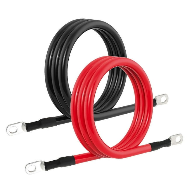 4 AWG Battery Cable 4AWG Gauge Pure Copper Battery Inverter Cables with 3/8 in Lugs Both Ends Power Inverter Wire Set