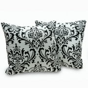 VICTOR MILL Arbor Black and White Damask Decorative Throw Pillows (Set of 2)