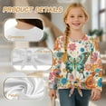 thumbnail image 6 of Xoenoiee Boho Mandala Butterfly Print Girls Long Sleeve Workout Tops Oversized Shirts Tie Front Blouses Crew Neck Graphic Gym Clothes Kids Winter Clothing, 11-12 Year, 6 of 7