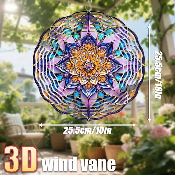 HELLOYOUNG Large 10 Inch Mandala Wind Spinner Outdoor, Metal Windmill Garden Decorations, Fade Resistant Kinetic Spinning Wheel for Yard Patio Lawn, No Battery Required