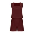 thumbnail image 5 of Patlollav Womens 2 Piece Outfits Sleeveless Crop Top Shorts Set With Pockets, 5 of 6