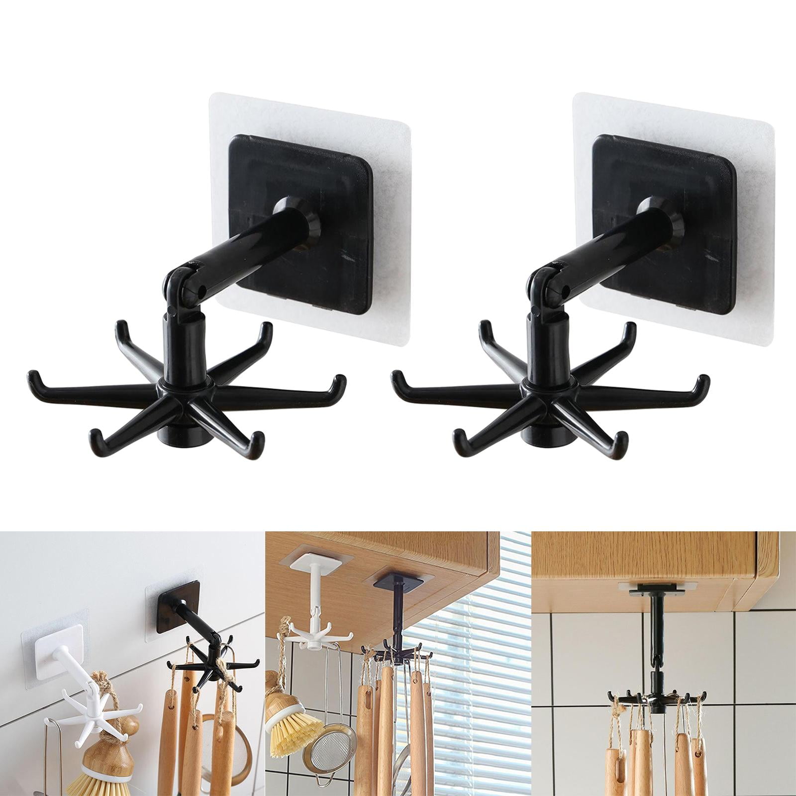 under Shelf Holder Kitchen Storage Rack Organizer Black 2pcs