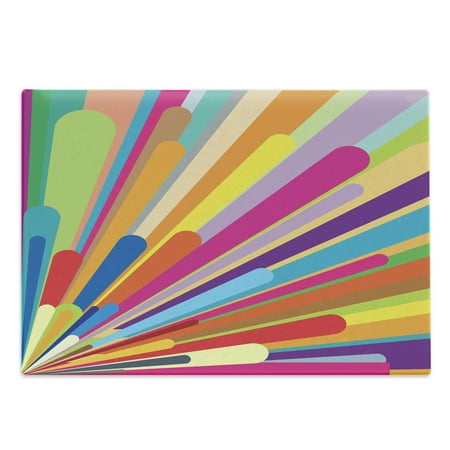 

Vintage Rainbow Cutting Board Burst of Vibrant Colored Lines Funky Graphic Disco Design from the Sixties Decorative Tempered Glass Cutting and Serving Board Large Size Multicolor by Ambesonne
