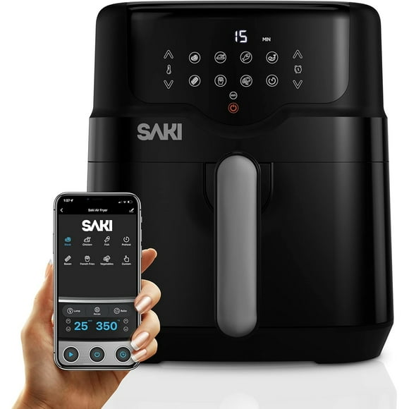 Smart Air Fryer 4.7 Qt App-Controlled Digital Air Fryer, 7 Presets, 400°F Max Temp, Ceramic Nonstick Basket, Compact Countertop Design