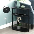 thumbnail image 3 of Designs2Go Simon Three-Tier Oval Chairside End Table w/USB Ports in Black Wood, 3 of 6