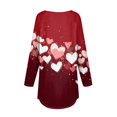 thumbnail image 4 of Inglocry Valentine's Day Women's Funny Heart Print Shirt Fashion Casual Long Sleeve Shirts 2026 Crew Neck Pullover Top Red#1 3XL, 4 of 5