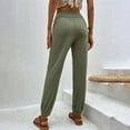 thumbnail image 5 of FAIWAD Womens Casual High Waist Straight Pants Cross Patchwork Soft Nine Points with Pockets (X-Large, Army Green), 5 of 6