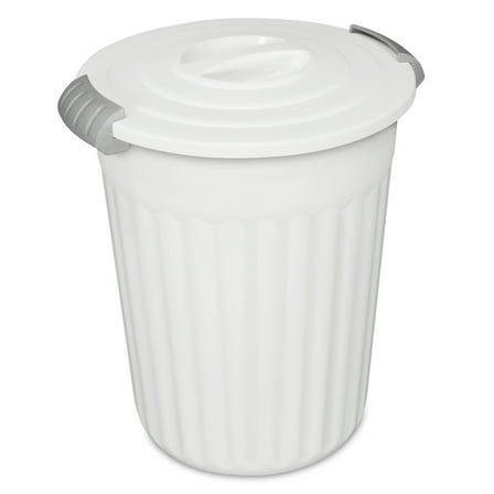 24 Quart Latching Utility Can – White Durable Plastic Storage Container with Secure Lid