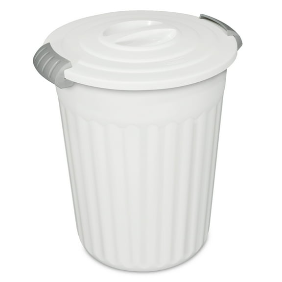 24 Quart Latching Utility Can – White Durable Plastic Storage Container with Secure Lid