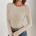 thumbnail image 5 of JDQJBZ Hauts d'Été pour Femmes, Hauts à Manches Longues pour Femmes, Chemises Décontractées pour Femmes, Hauts à Col Rond Texturés Extensibles Ajustés en Tricot pour Usage Quotidien au Printemps, 5 of 5