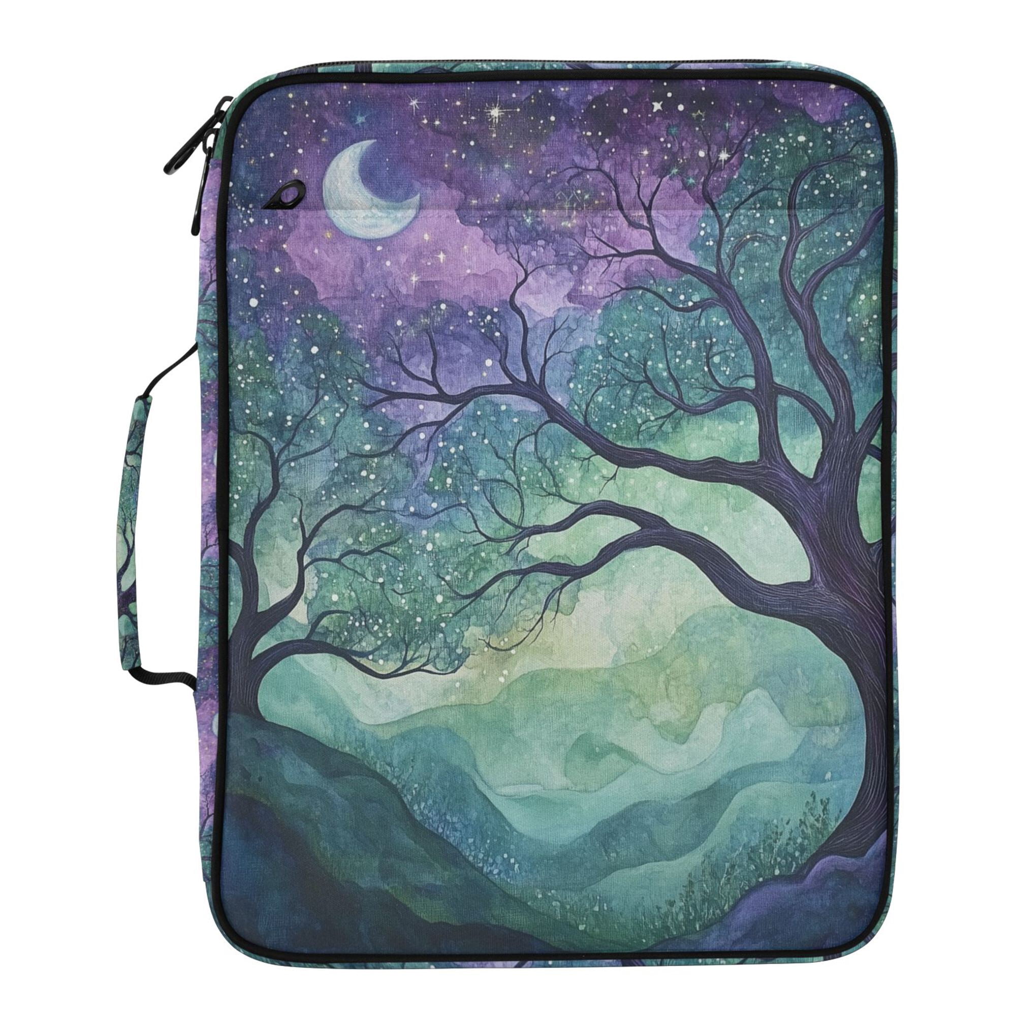 FORMRS Accordion File Folder A4 Size 7-Pocket Expanding Document Organizer Bag with 3 Ring Binder, Moonlight Forest
