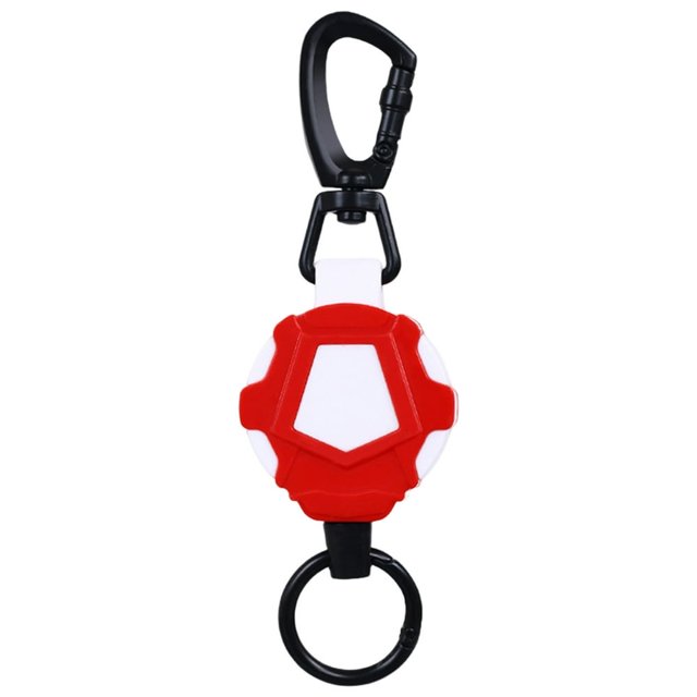 POINTERTECK Easy-to-pull Buckle Rope Keychain Retractable Ring Anti Lost (Black White)
