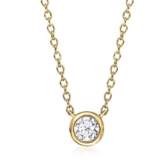Ross-Simons 0.15 Carat Bezel-Set Lab-Grown Diamond Necklace in 18kt Gold Over Sterling, Women's, Adult