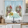 thumbnail image 6 of Christmas Cardinal Swag Valances for Windows, Kitchen Curtains 36 Inch Length 2 Panels Set, Winter Xmas Poinsettia Berry Sky Blue Short Curtains for Small Windows Rod Pocket Cafe Curtains 28"x36", 6 of 8