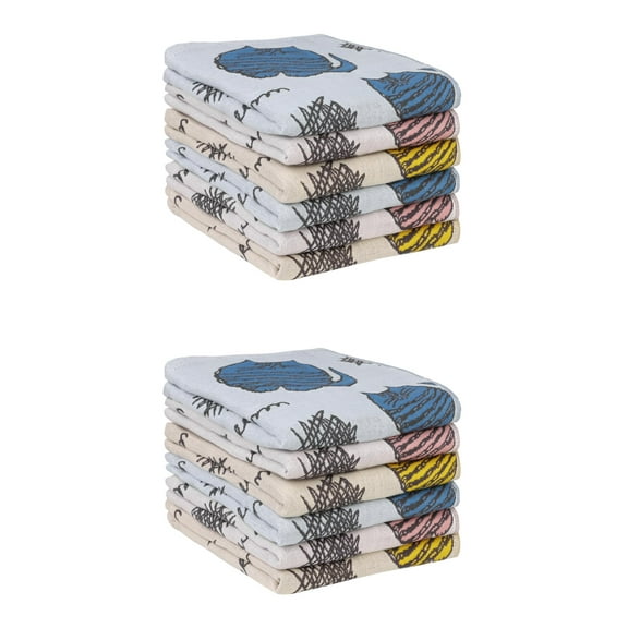 Unique Bargains Home Decor Kitty Pattern Absorbent  Kitchen Towels 14 x 16 Inch Multicolor 12 Pack