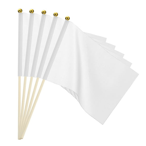 Uxcell 16 Pcs White Flags Game Solid White Flags Small Mini Flags on Stick