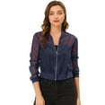 thumbnail image 1 of INSPIRE CHIC Veste Bomber à Manches Longues Transparente pour Femmes Bleu TP, 1 of 4