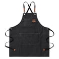 thumbnail image 2 of Delantal de unisex Bolsillos grandes Espalda Delantal de barista ajustable Lona resistente para cocina Hornear Cocinar , negro Soledad Delantal de lona, 2 of 8