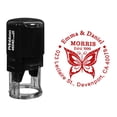 thumbnail image 1 of Printtoo Self Inking Custom Round Butterfly Design Address Return Rubber Stamp Personalized Stamper-Red, 1 of 4