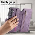 thumbnail image 7 of Dteck for Samsung Galaxy A16 5G Case Wallet with RFID Blocking Credit Card Holder Women Men Phone Case PU Leather Flip Protective Cover Zipper Pocket Ring Holder,Purple, 7 of 7
