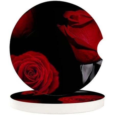 

FMSHPON Rose Black Set of 6 Car Coaster for Drinks Absorbent Ceramic Stone Coasters Cup Mat with Cork Base for Home Kitchen Room Coffee Table Bar Decor
