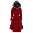 thumbnail image 2 of Womens Halloween Costumes 2024 Cosplay Gothic Dresses Women's Plus Size Long Sleeve Long Wool Hooded Collar Single Button Asymmetrical Skirt Coat Cloak Top Coat, 2 of 5