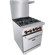 Commercial 4 Burner Range with Standard Oven - Heavy Duty Liquid Propane Cooking Performance Group for Kitchen Restaurant-116,000 BTU