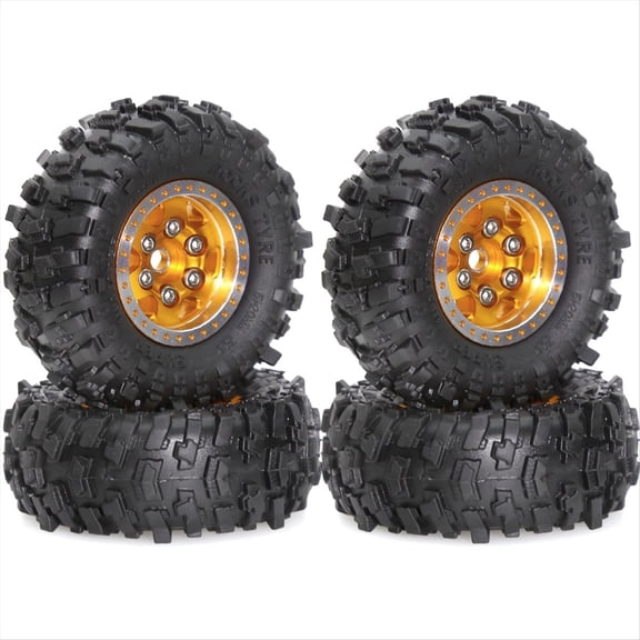 4pcs 51mm Metal Beadlock Wheel Rim Rubber Tire Set for FCX24M Camel Cup 1/24 RC Crawler Car Upgrade Parts Accessories