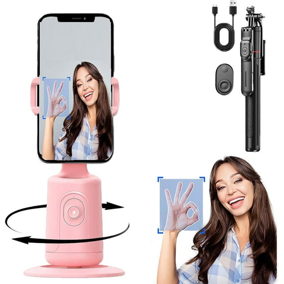 Shoplyhube Smart AI Tracking Phone Tripod, Auto Face Tracking 360° Rotation, Remote/Gesture Control, No App for iPhone Android Vlog