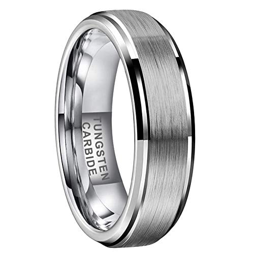 iTungsten 5mm White Tungsten Carbide Rings for Men Women Wedding Bands Platinum Plated Engagement Rings Comfort Fit