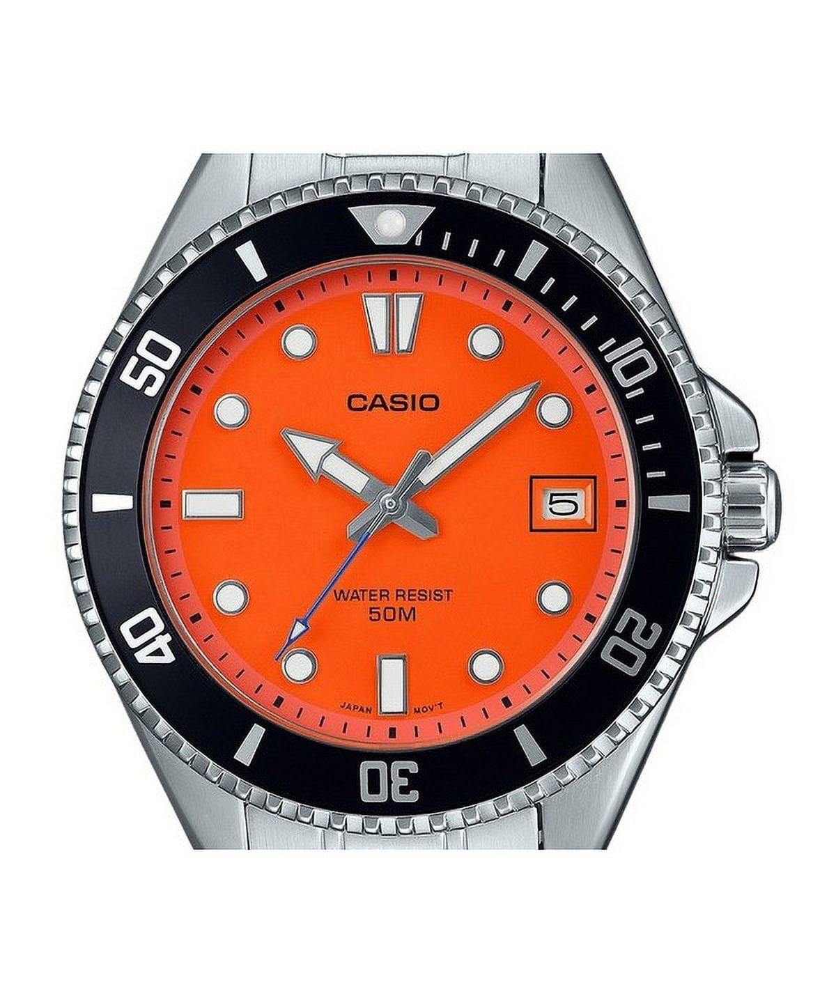 Casio Standard Analog Stainless Steel Orange Dial Quartz MDV-10D