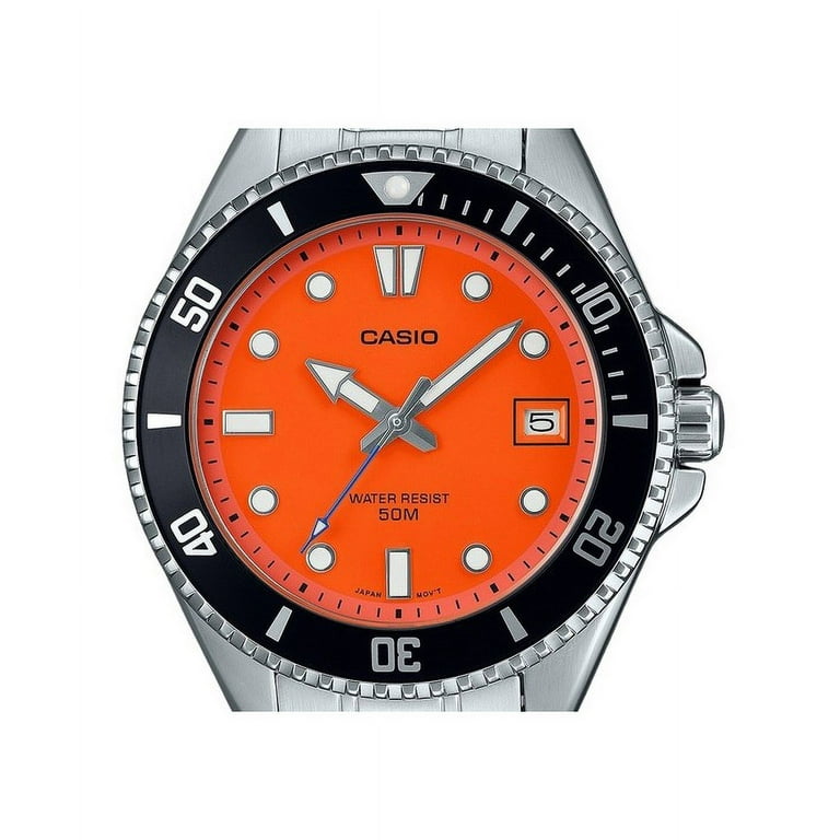 Casio Standard Analog Stainless Steel Orange Dial Quartz MDV-10D