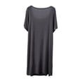 thumbnail image 6 of APEXFWDT Women's Modal Square Neck Nightgown Short Sleeve Pleated Sleep Dress Casual Loose Soft Loungewear,L,Gray, 6 of 7