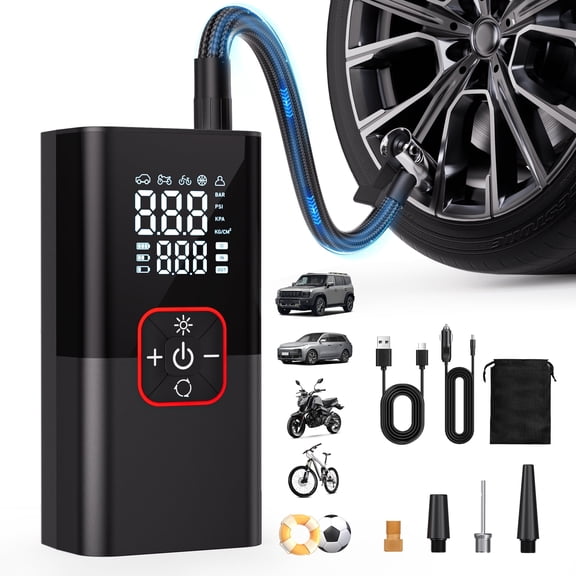 OLGEO Cordless Tire Inflator Air Compressor, 180 PSI Rechargeable Portable Air Pump with Auto Shutoff & LED Light, Tire Pump for Cars, Bikes, Motorcycles & Balls